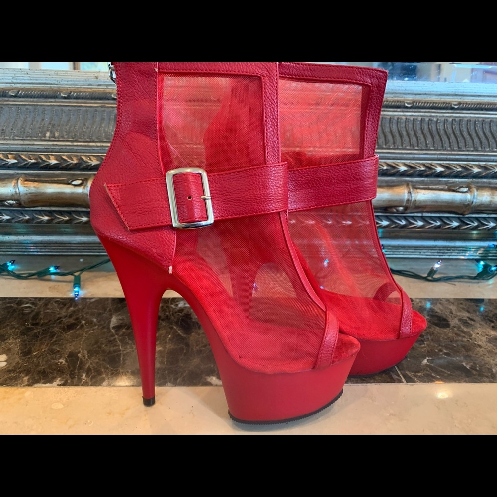 New Pleaser Red Boots Size 6